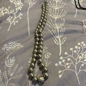 Elegant Vintage Sterling Silver Beaded Necklace 20”